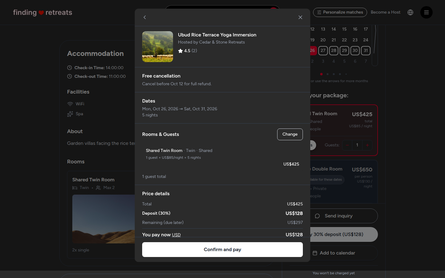 The booking summary before you pay (desktop)