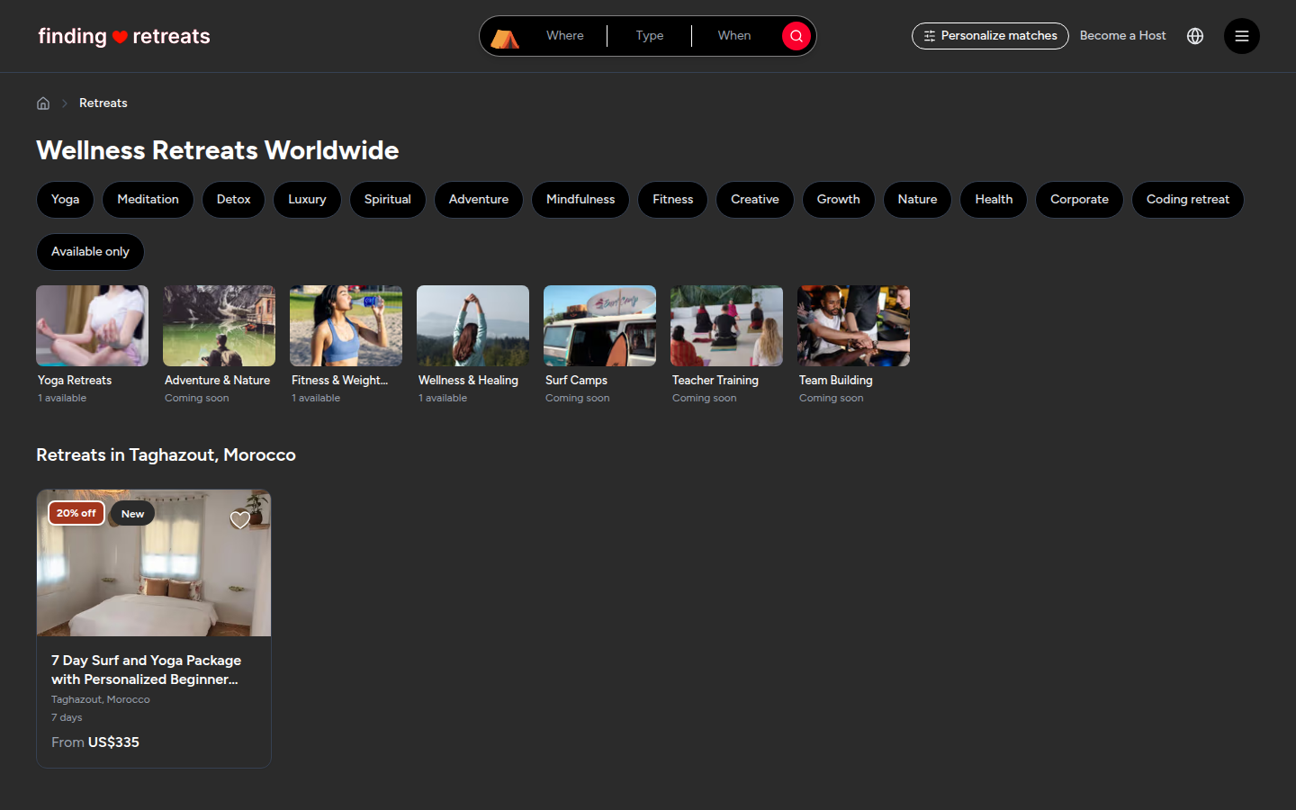 Type buttons, Available only and collection cards (desktop)