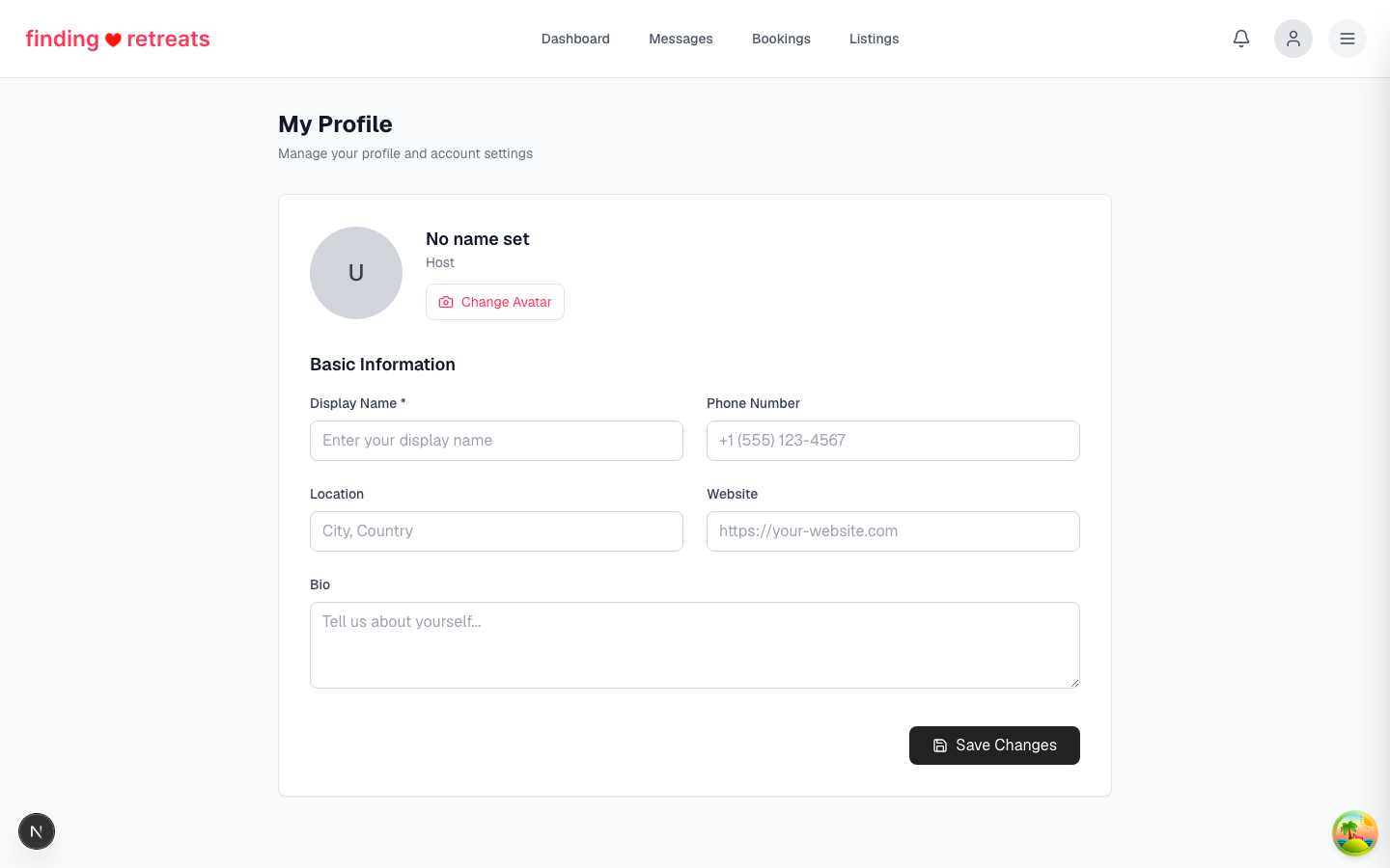 The business profile editor