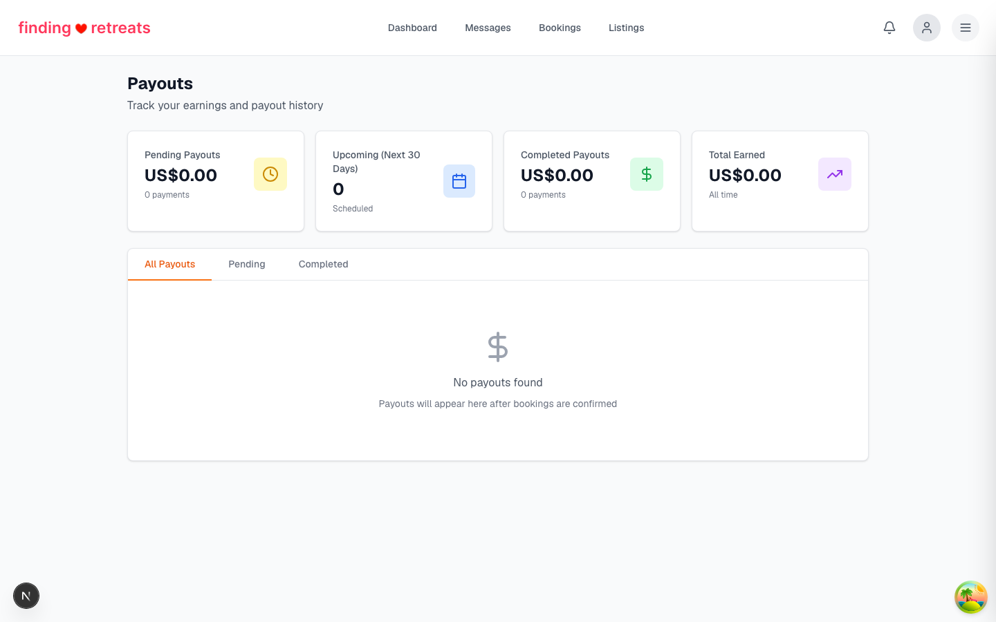 The earnings and payout history page
