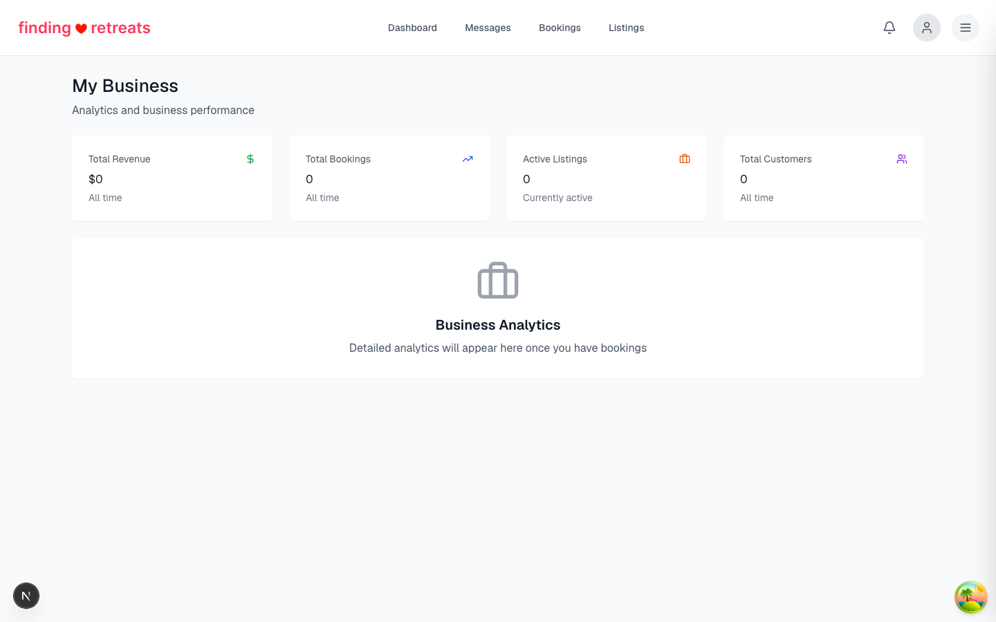 The business details settings page